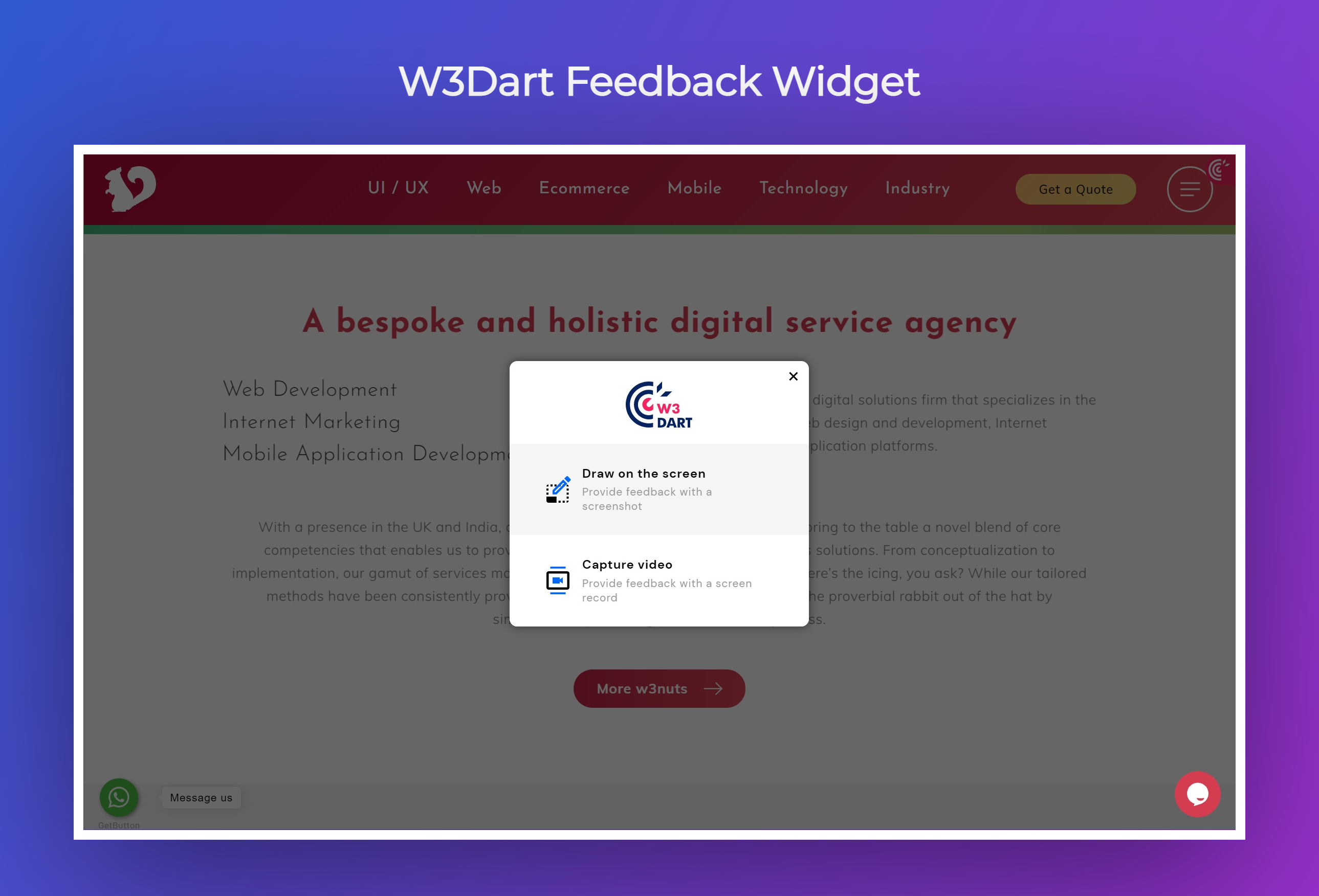 w3dart feedback widget